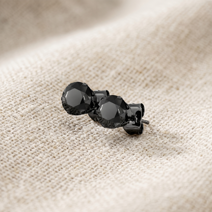 Black Surgical Steel Black CZ Stud Earrings