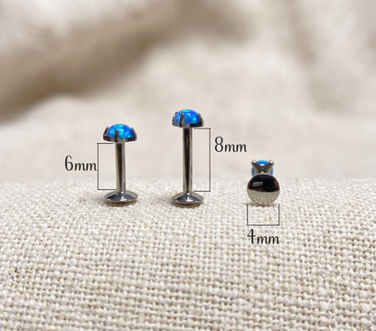 Titanium Blue Opal Threaded Labret Stud 16G