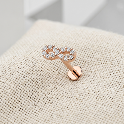 Infinity CZ Threaded Flat Back Labret 16G