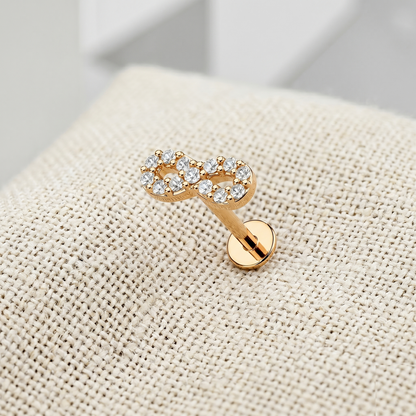 Infinity CZ Threaded Flat Back Labret 16G