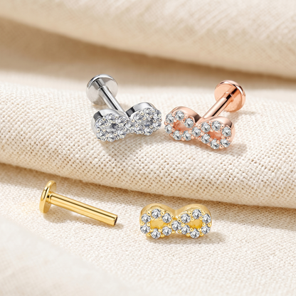 Infinity CZ Threaded Flat Back Labret 16G