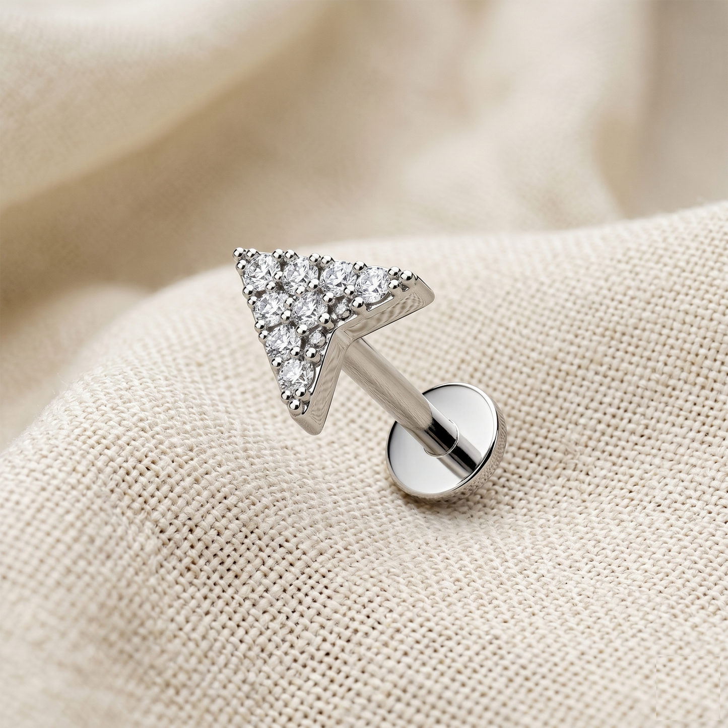 Surgical Steel Arrow CZ Threaded Labret 16G