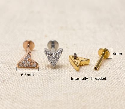 Surgical Steel Arrow CZ Threaded Labret 16G