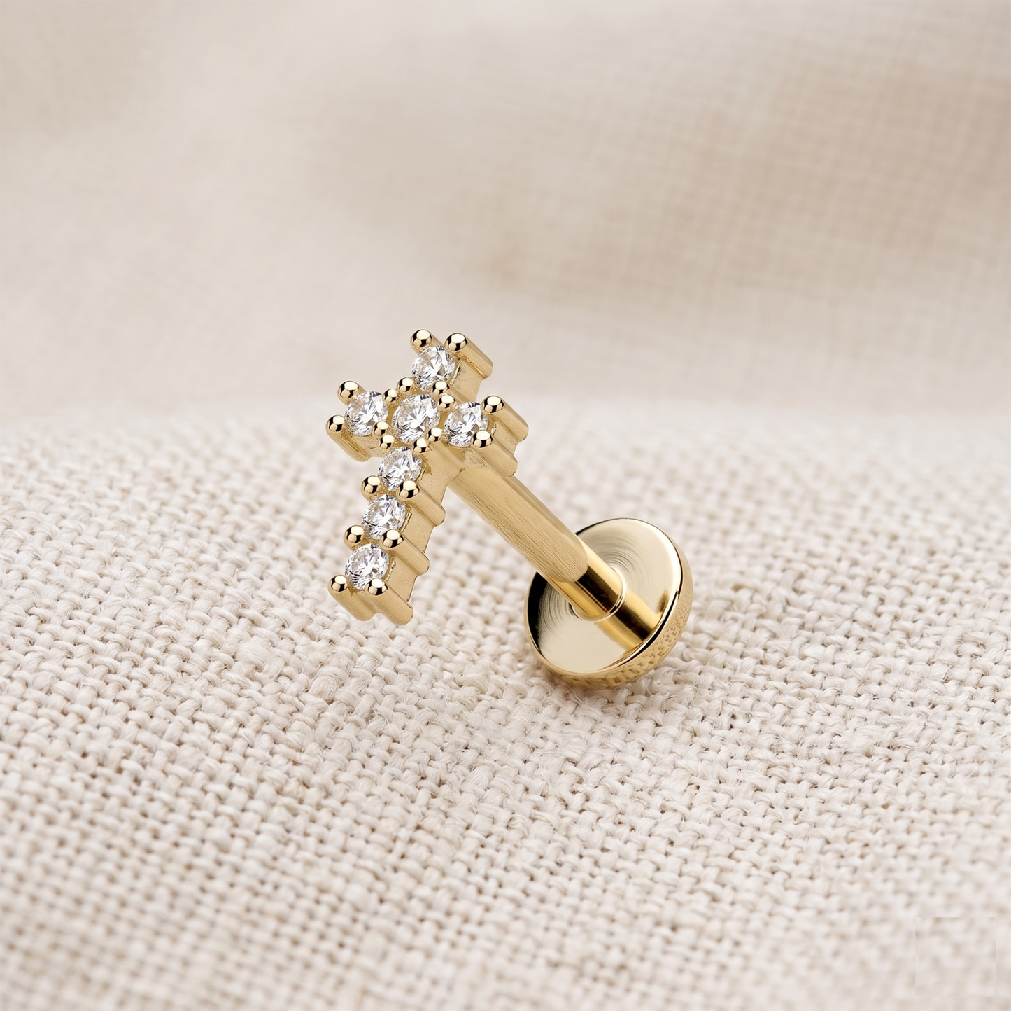 Surgical Steel Cross Top Threaded Labret 16G