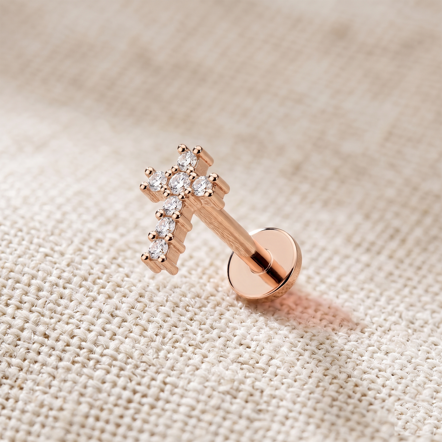 Surgical Steel Cross Top Threaded Labret 16G