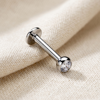 Surgical Steel Round CZ Threadless Stud
