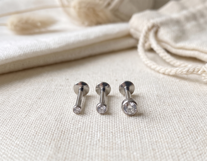 Surgical Steel Round CZ Threadless Stud