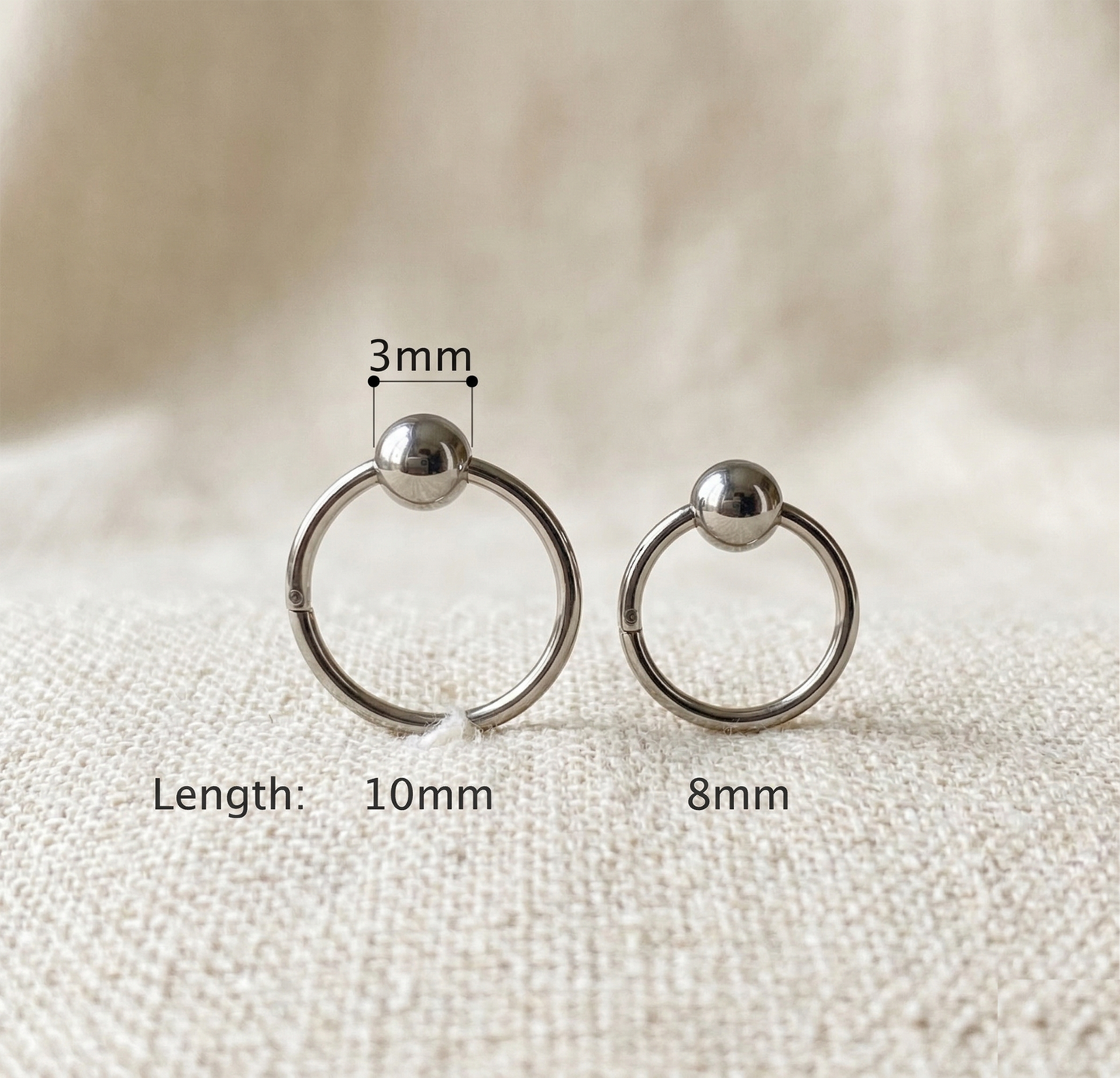 Surgical Steel Hinged Clicker Ball Hoop 16G 18G