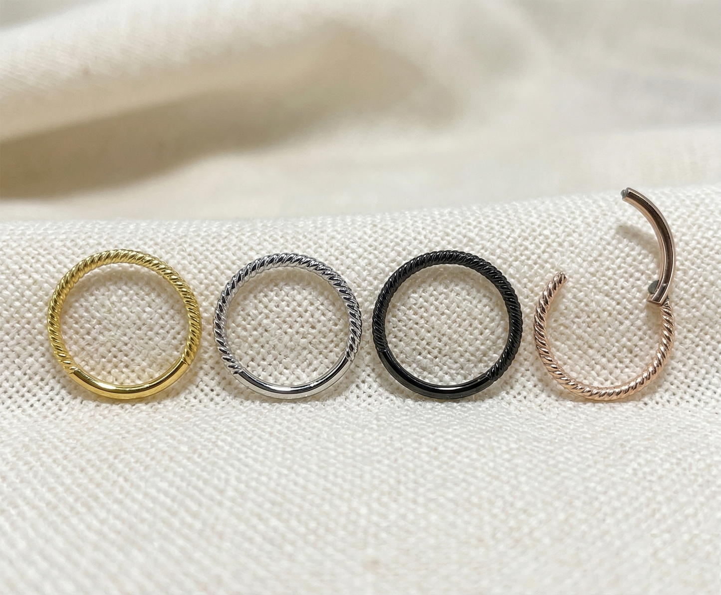 Surgical Steel Braided Hinged Clicker Hoop 16G 18G