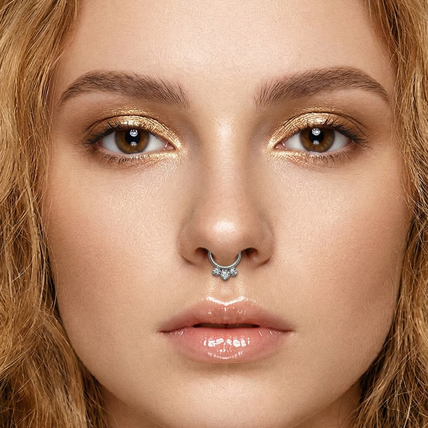 Titanium 3-Bezel CZ Clicker Hoop 16G
