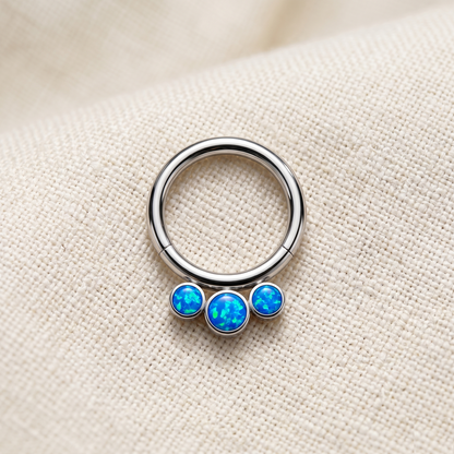 Titanium 3-Bezel CZ Clicker Hoop 16G