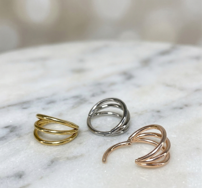 Titanium Triple Hinged Hoop Ring