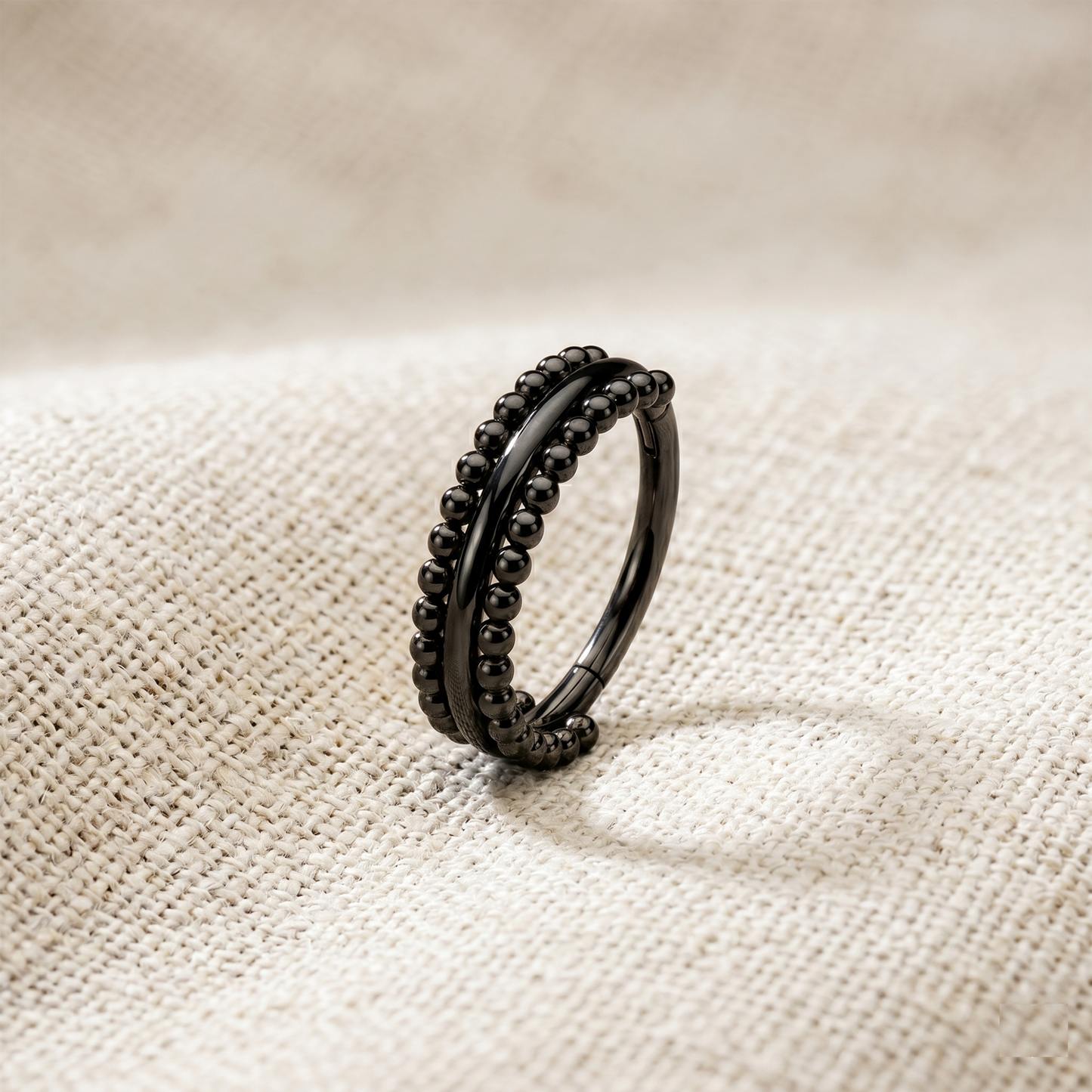 Milgrain Beads Hinged Clicker Hoop 16G