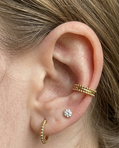 Milgrain Beads Hinged Clicker Hoop 16G