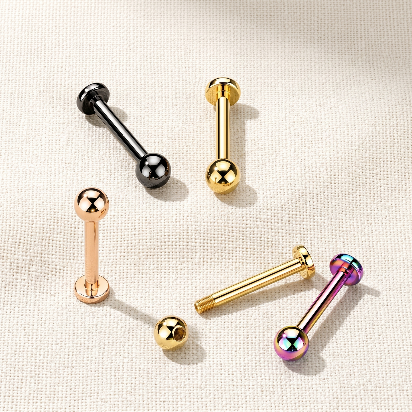 Titanium Threaded Ball Top Labret Stud 16G