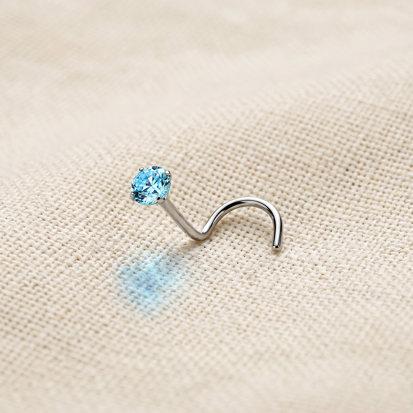Surgical Steel CZ Screw Nose Ring 20G