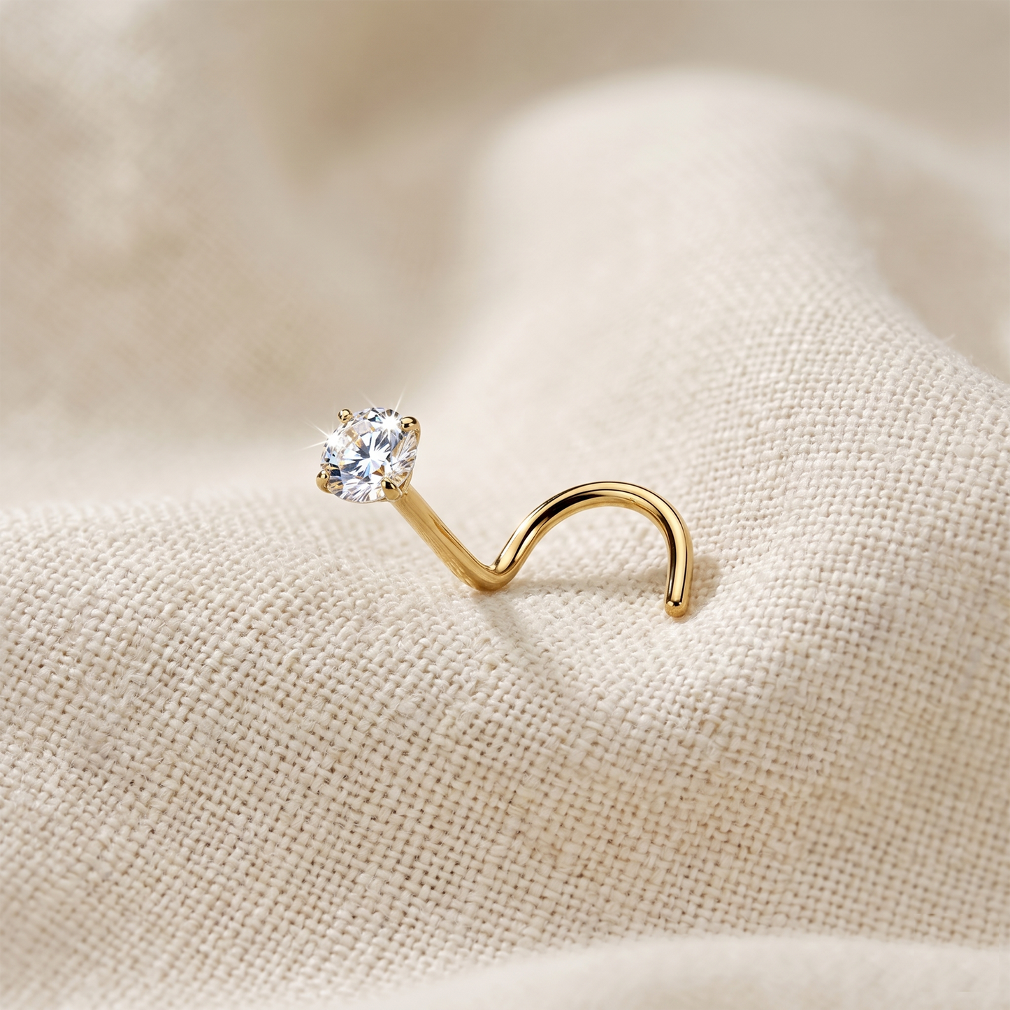 Surgical Steel CZ Screw Nose Ring 20G