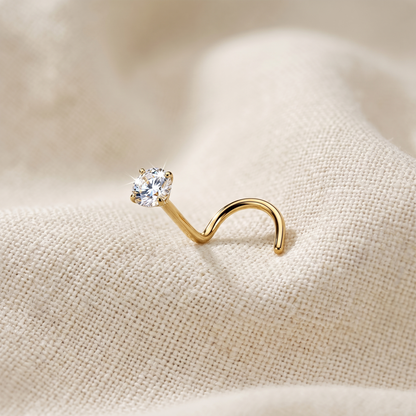 Surgical Steel CZ Screw Nose Ring 20G