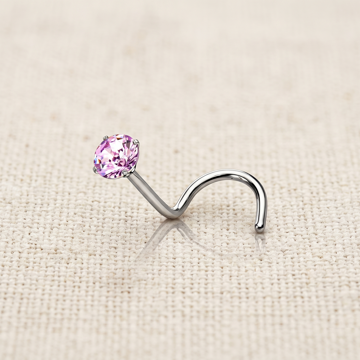 Surgical Steel CZ Screw Nose Ring 20G
