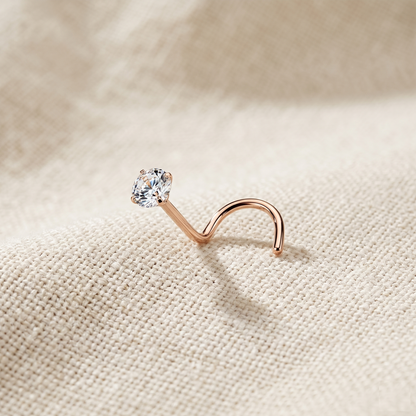 Surgical Steel CZ Screw Nose Ring 20G