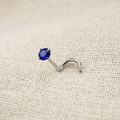 Titanium 2mm CZ Prong Set Nose Screw Ring 18G 20G