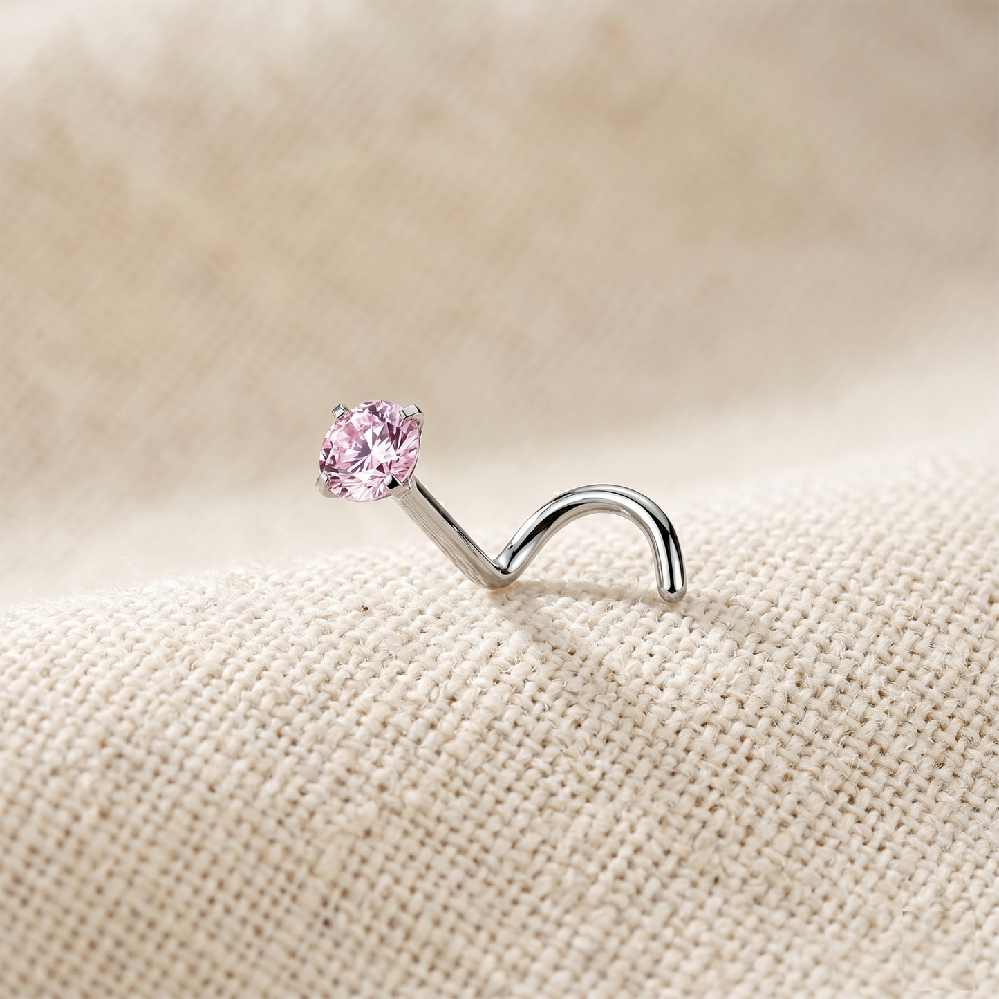 Titanium 2mm CZ Prong Set Nose Screw Ring 18G 20G