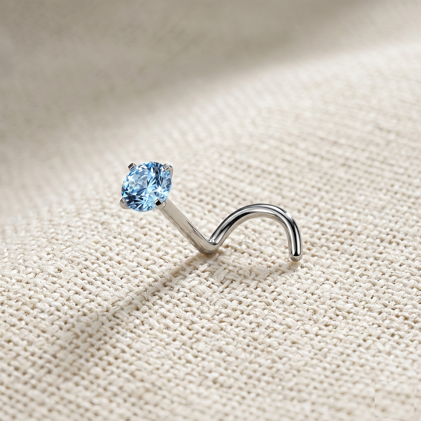 Titanium 2mm CZ Prong Set Nose Screw Ring 18G 20G