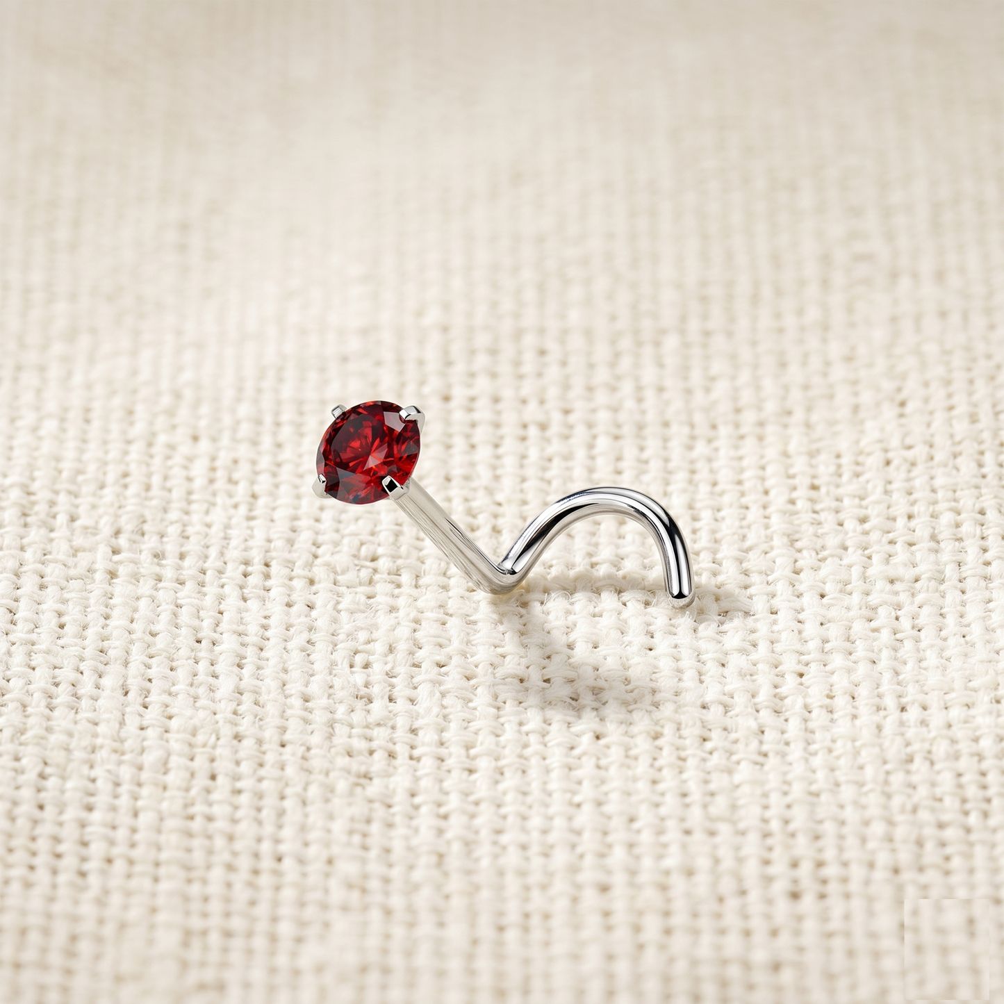 Titanium 2mm CZ Prong Set Nose Screw Ring 18G 20G