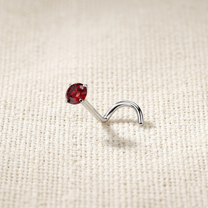 Titanium 2mm CZ Prong Set Nose Screw Ring 18G 20G