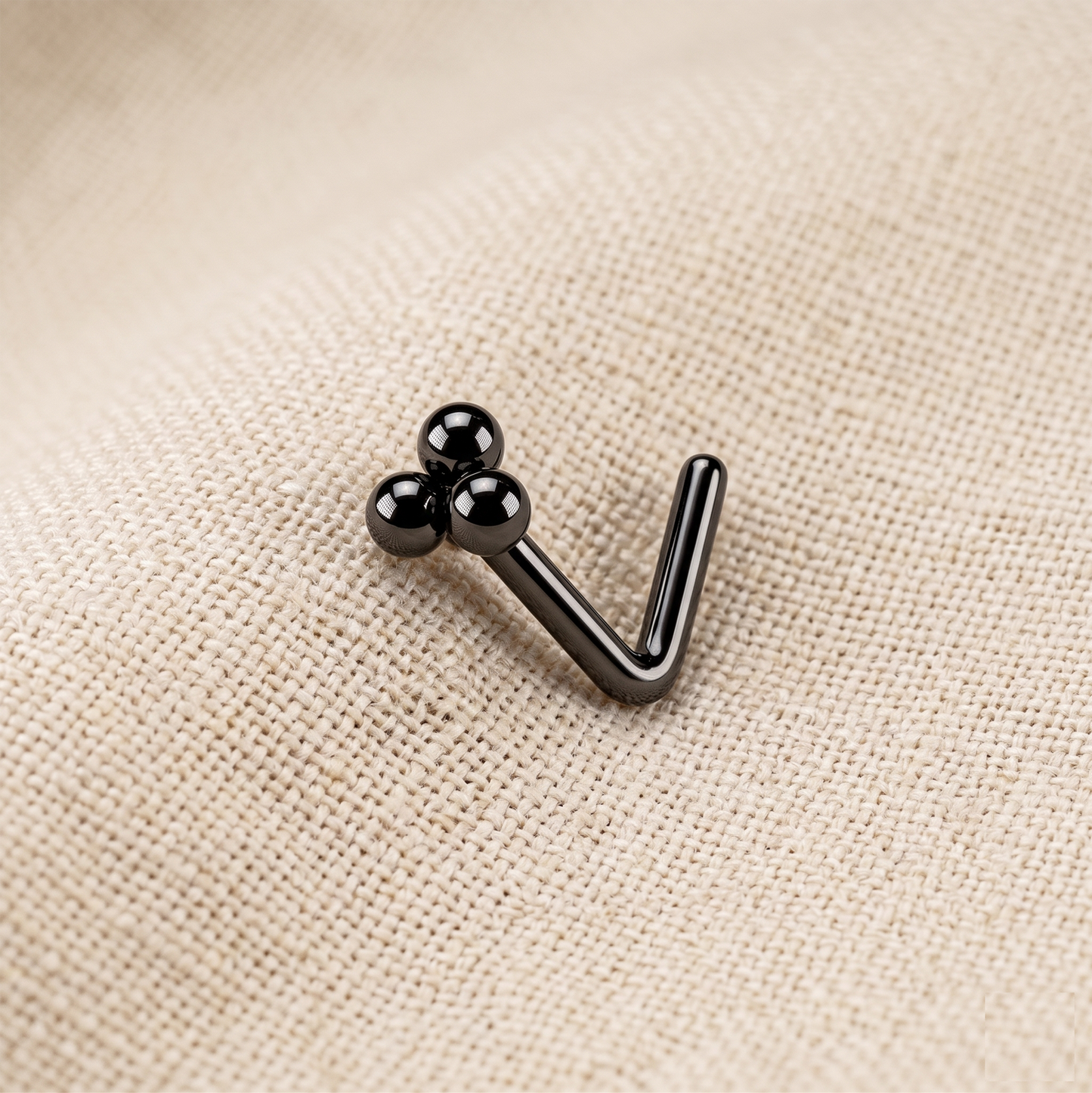 Surgical Steel 3-Ball Triangle L-Bend Nose Stud 20G