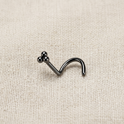 Surgical Steel 3-Ball Triangle Corkscrew Nose Ring 20G