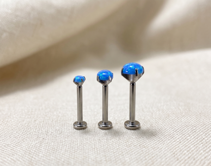 Titanium Blue Opal Prong Threadless Stud