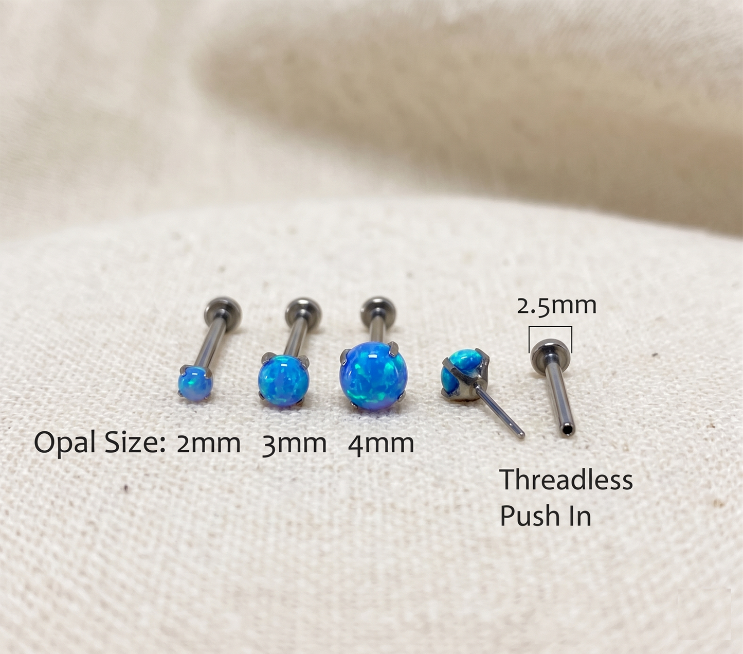Titanium Blue Opal Prong Threadless Stud