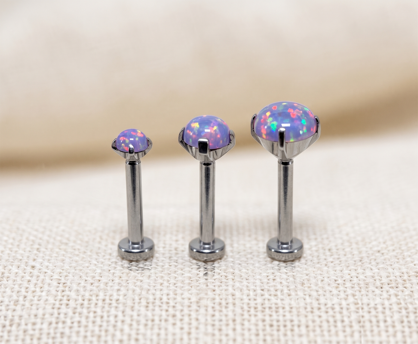 Titanium Purple Opal Prong Threadless Stud