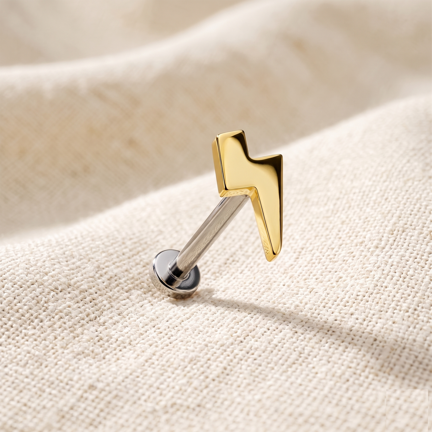 Titanium Lightning Bolt Threadless Stud