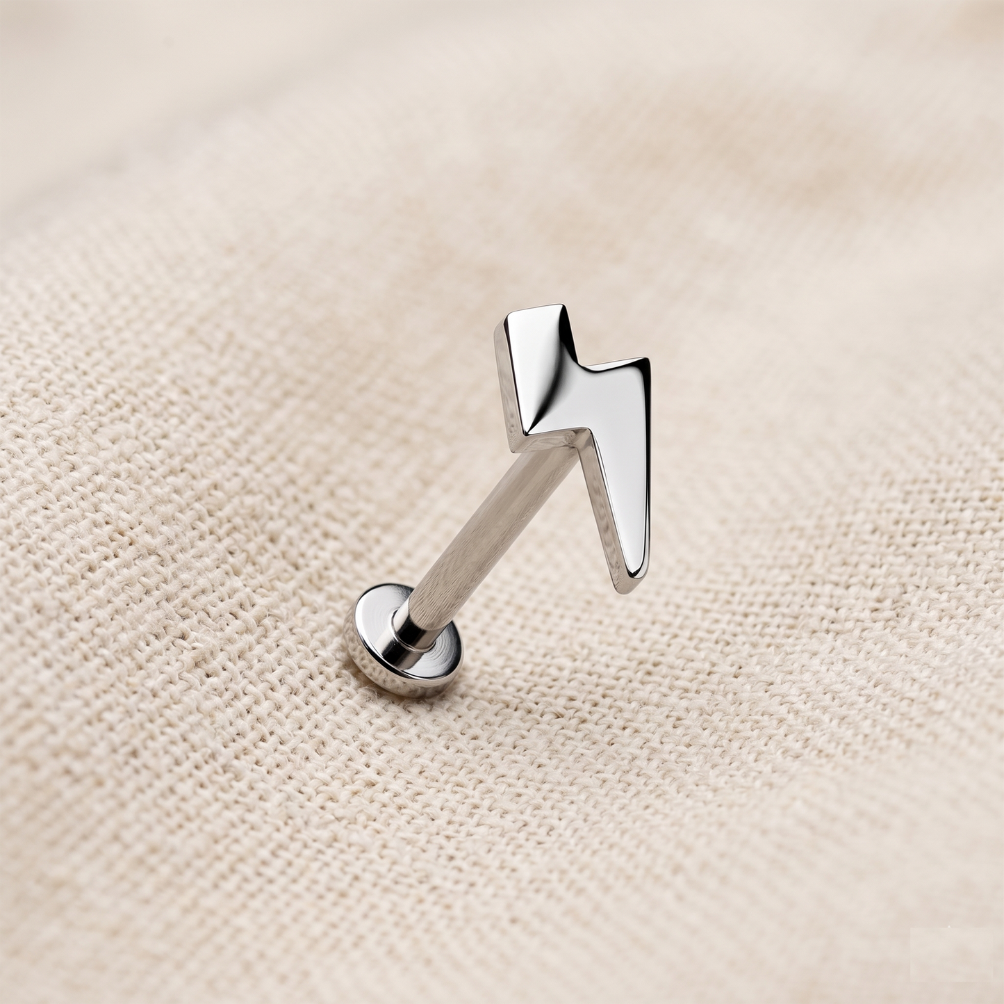 Titanium Lightning Bolt Threadless Stud