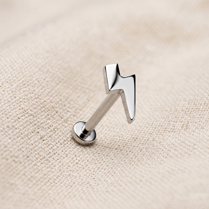 Titanium Lightning Bolt Threadless Stud