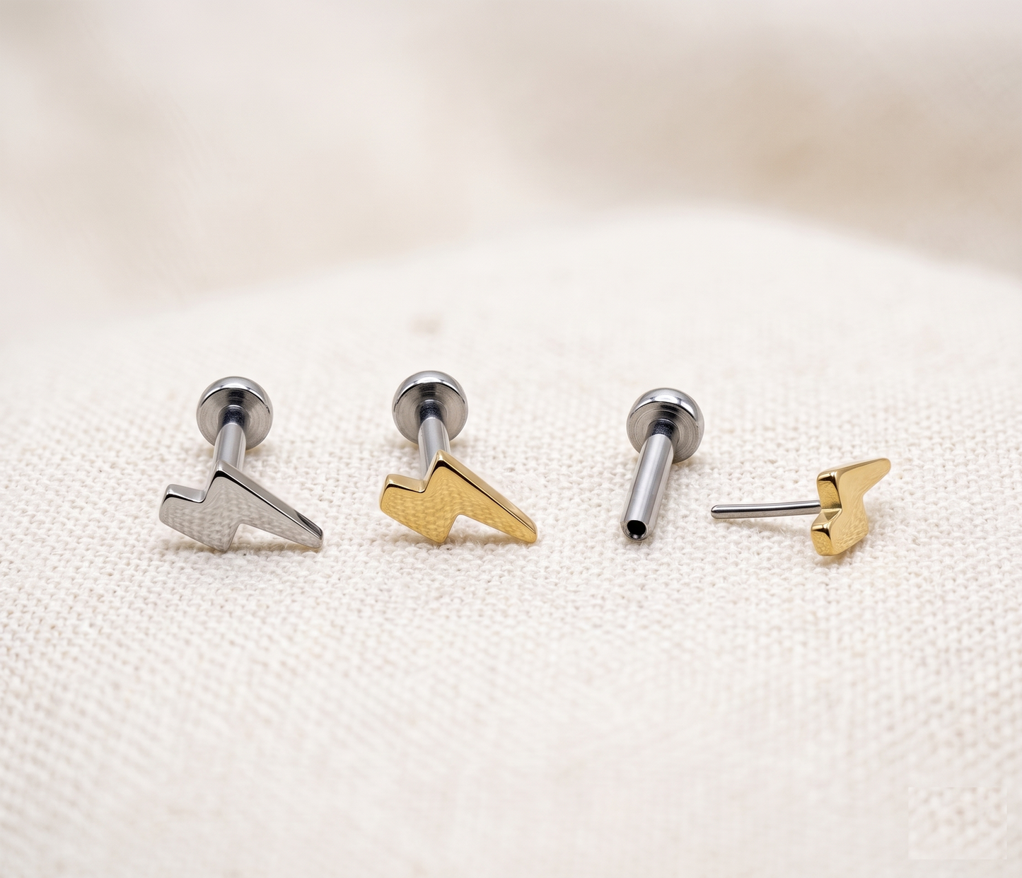 Titanium Lightning Bolt Threadless Stud