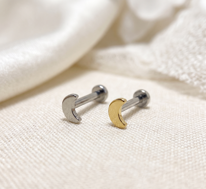 Titanium Crescent Moon Threadless Labret Stud 16G 18G 20G