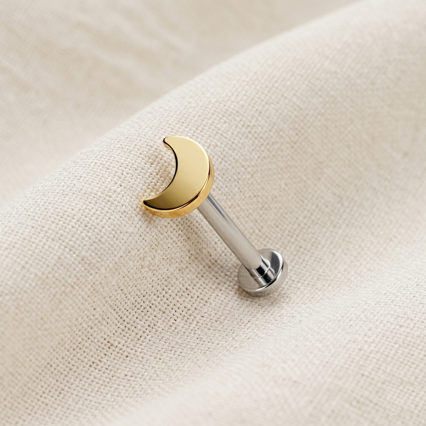 Titanium Crescent Moon Threadless Labret Stud 16G 18G 20G