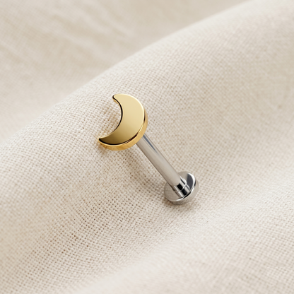 Titanium Crescent Moon Threadless Labret Stud 16G 18G 20G