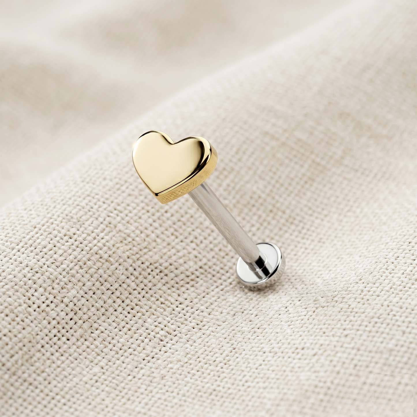 Titanium Plain Heart Threadless Labret Stud