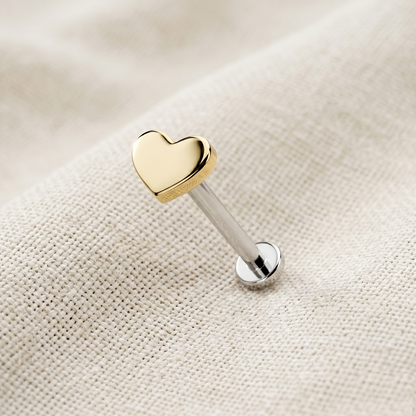 Titanium Plain Heart Threadless Labret Stud