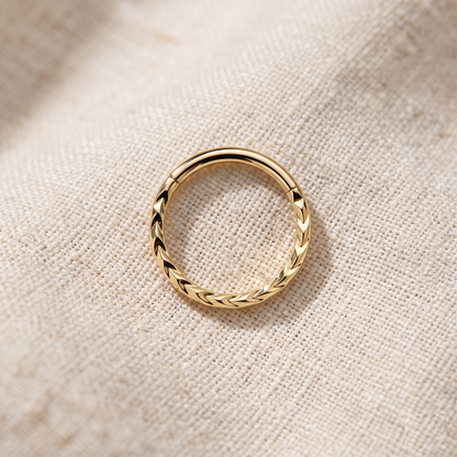Chevron Cut Hinged Clicker Hoop 16G