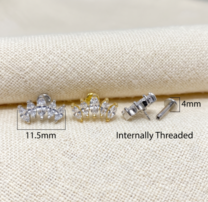 Surgical Steel Marquise CZ Threaded Labret Stud 16G