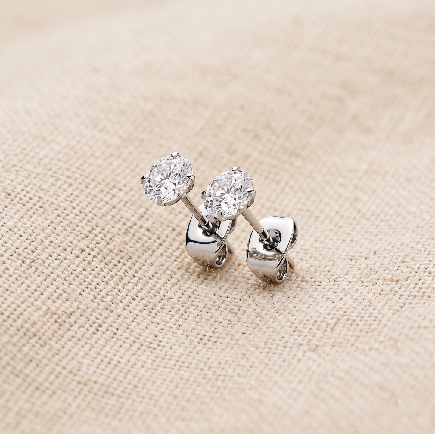 Titanium Clear CZ Stud Earrings