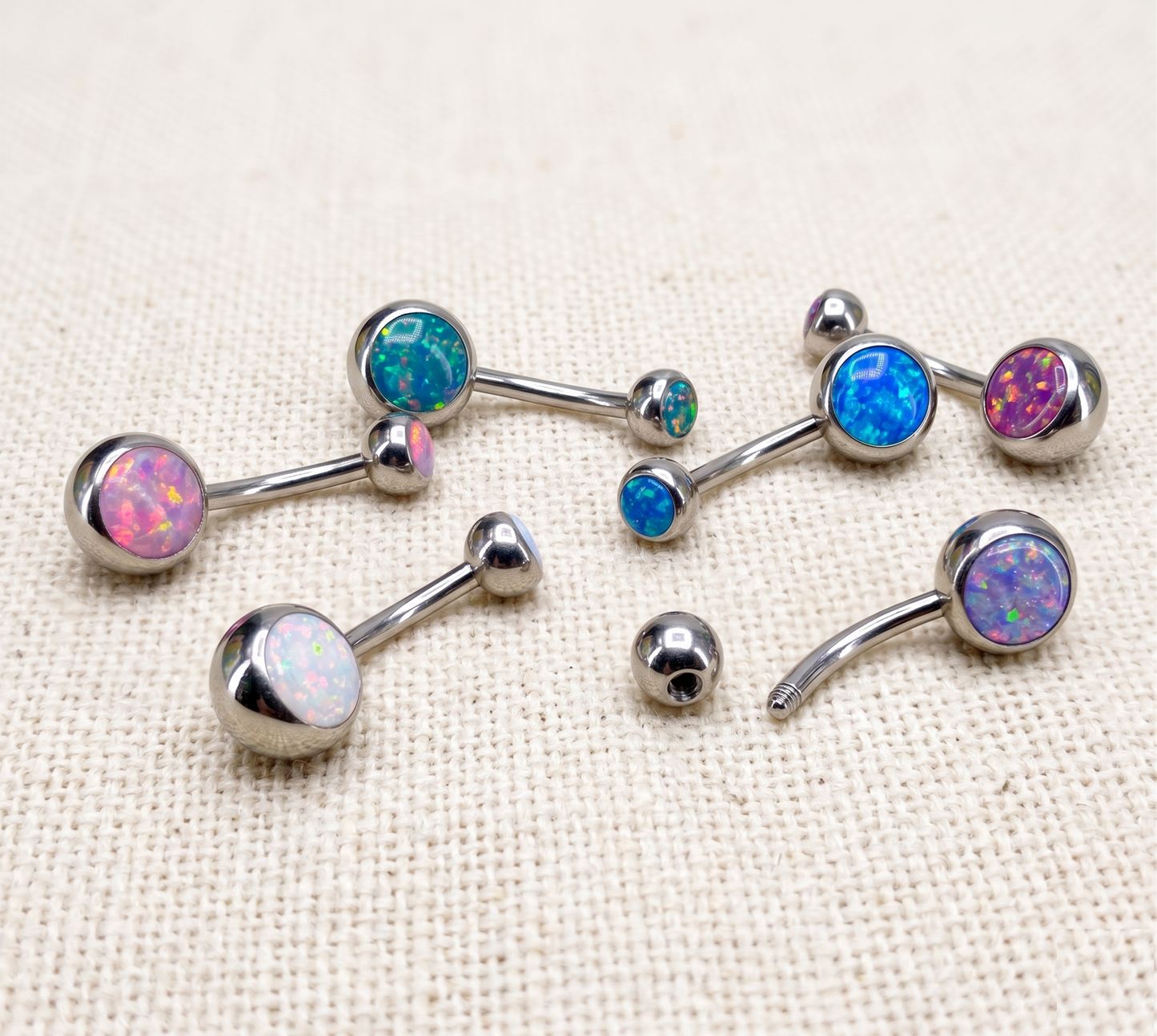 Surgical Steel Opal Belly Button Ring