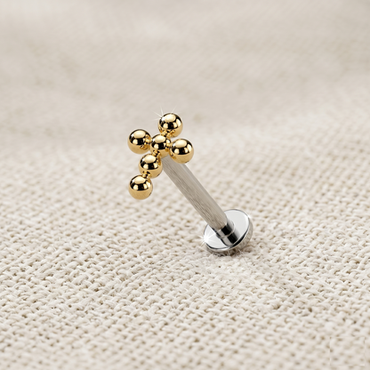 Titanium Cross Push In Labret Stud