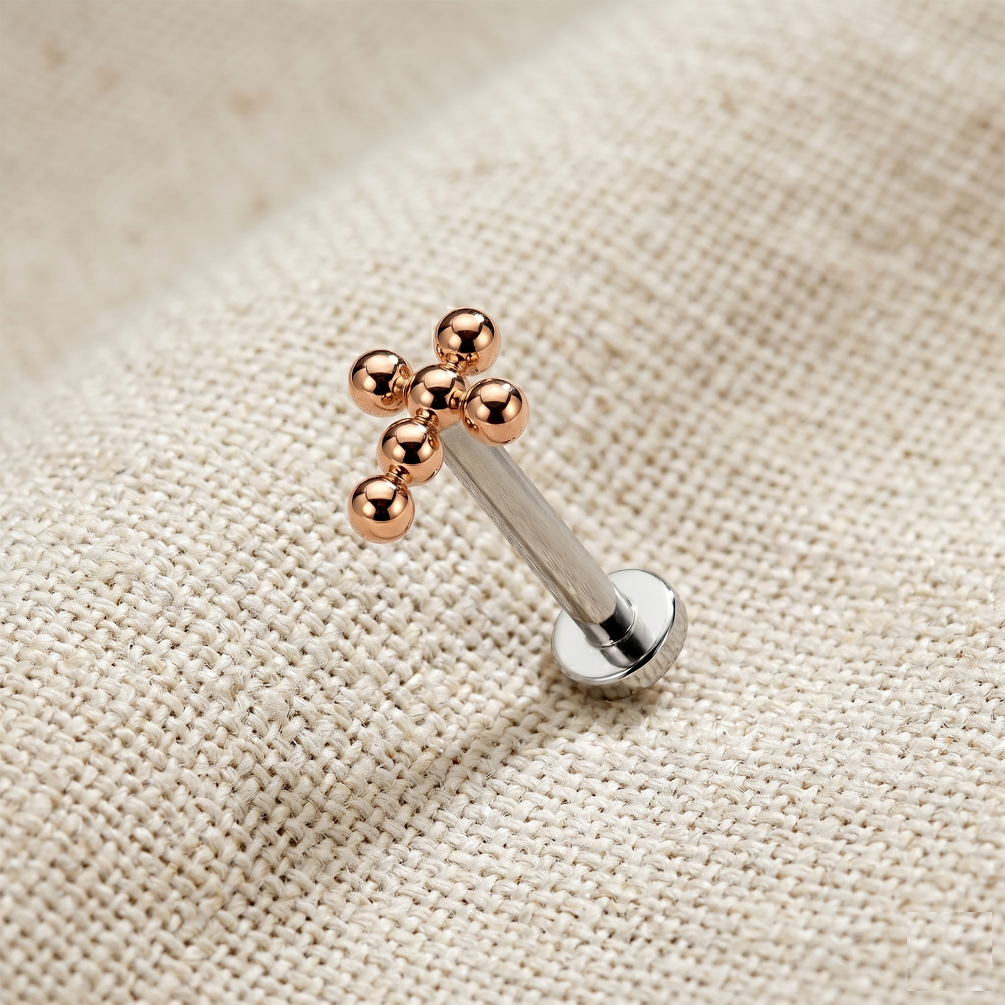 Titanium Cross Push In Labret Stud