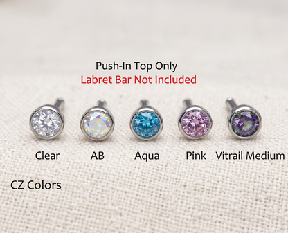 Titanium CZ Bezel Threadless Top - 5 Colors